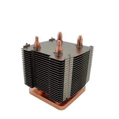 Disipador de calor de placa de cobre de pila de aletas de torre de aluminio personalizado con tubos de calor